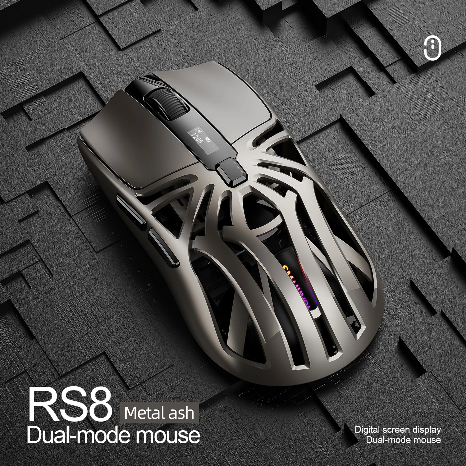 SMAILWOLF RS8 Gaming Mouse Bluetooth Wireless Three-mode Lightweight Hollow Design 1K Return Computer Long Battery Life