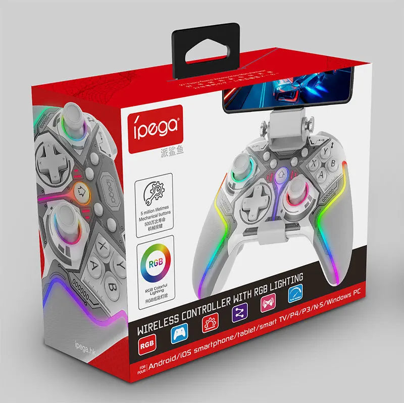 iPEGA PG-9666 RGB Wireless Game Controller for Switch PS3/PS4 Android iOS PC Dual Motor Vibration Turbo Bluetooth Gamepad