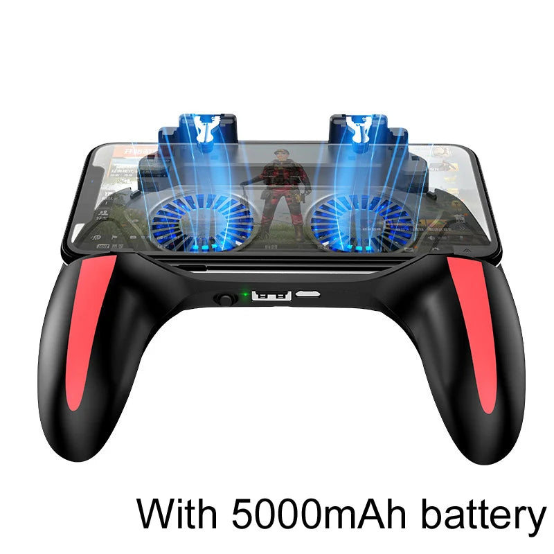 H10 Gaming Handheld Grip Game Controller Joystick Gamepad For Pubg Trigger Cooling Fan Cooler Phone 5000mAh battery/USB powered