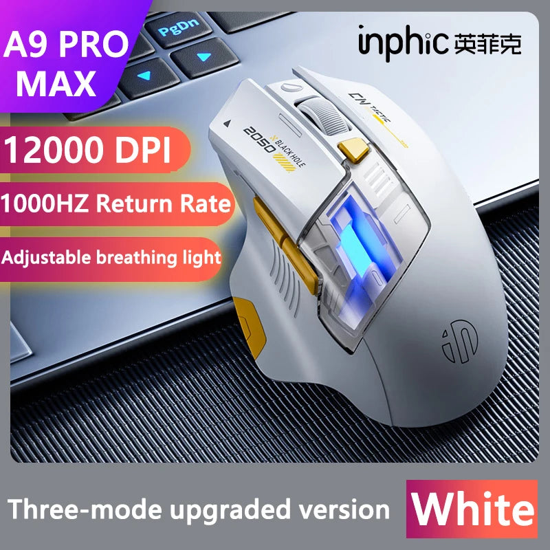 A9 Explorer Gaming Mouse Tri-Mode 2.4G+BT+Wired 12800DPI 1000HZ Ergonomics Bluetooth E-Sports Office Mouse For PC Laptop Gift