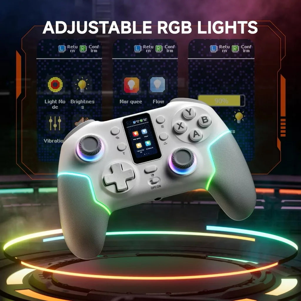 Wireless Controller 7052P for PC/Switch/iOS/Android With Intelligent Screen,Hall Joysticks &Turbo/Vibration,1000mAh Gamepad