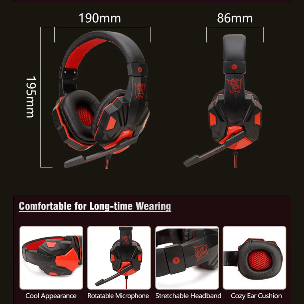 Wired Gaming Headsets With 120° Adjustable Noise Cancelling Microphone PC Gamer Headphones For PS4/PS5/Xbox Smartphone Laptop