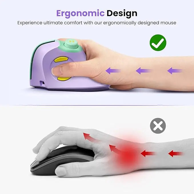 Ergonomic Mouse Rechargeable Vertical Wireless Mouse with Volume knob, Quiet clicks 3 Device Connection Optical Mice for Windows