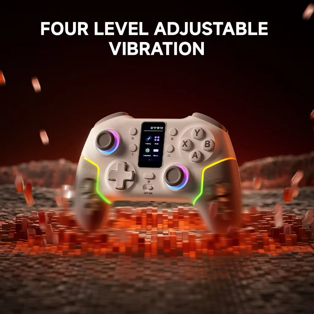 Wireless Controller 7052P for PC/Switch/iOS/Android With Intelligent Screen,Hall Joysticks &Turbo/Vibration,1000mAh Gamepad