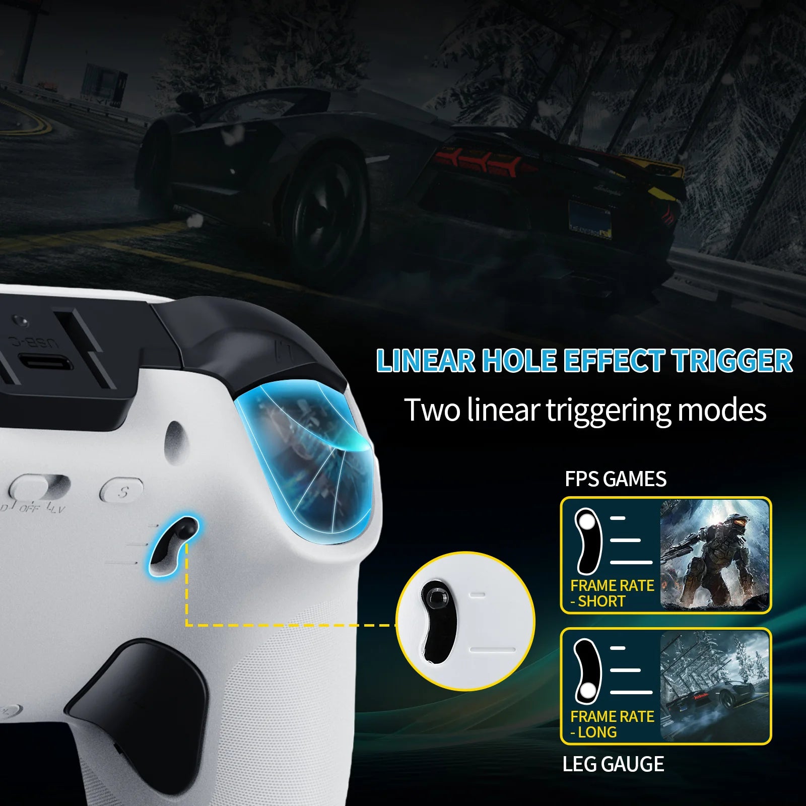 Hall Gaming Controller for PC/PS3/Switch/Android/iOS with Display, Hall Sticks/Triggers, Back Buttons, 5 Vib Levels, Full Calibr