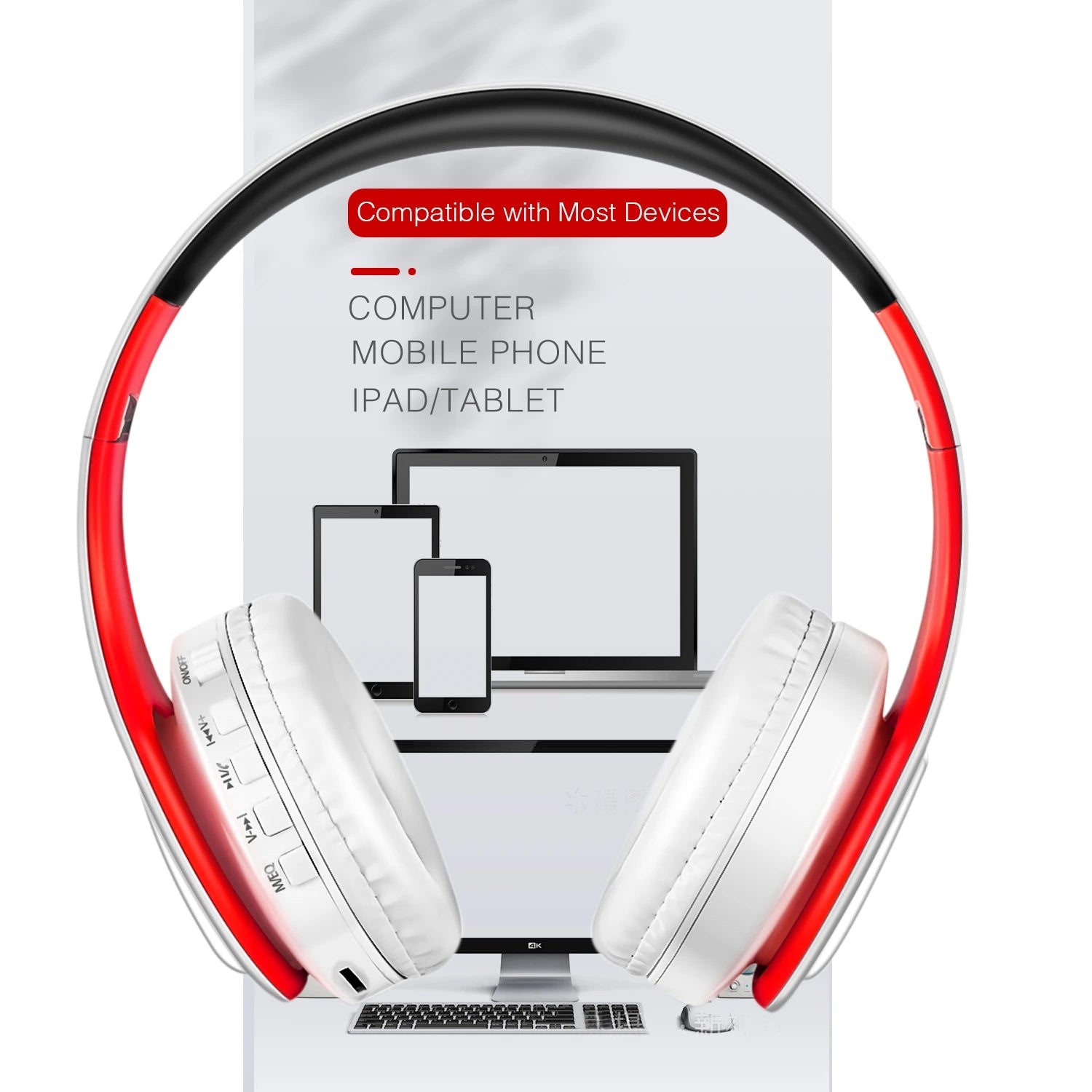 Wireless Bluetooth Headphones Stereo Foldable Sport Earphone with Microphone Handfree for MP3 Player