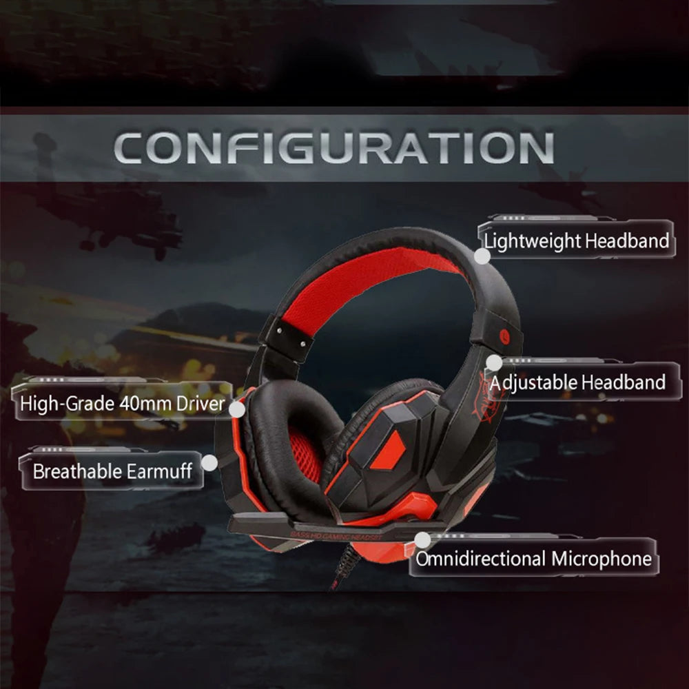 Wired Gaming Headsets With 120° Adjustable Noise Cancelling Microphone PC Gamer Headphones For PS4/PS5/Xbox Smartphone Laptop