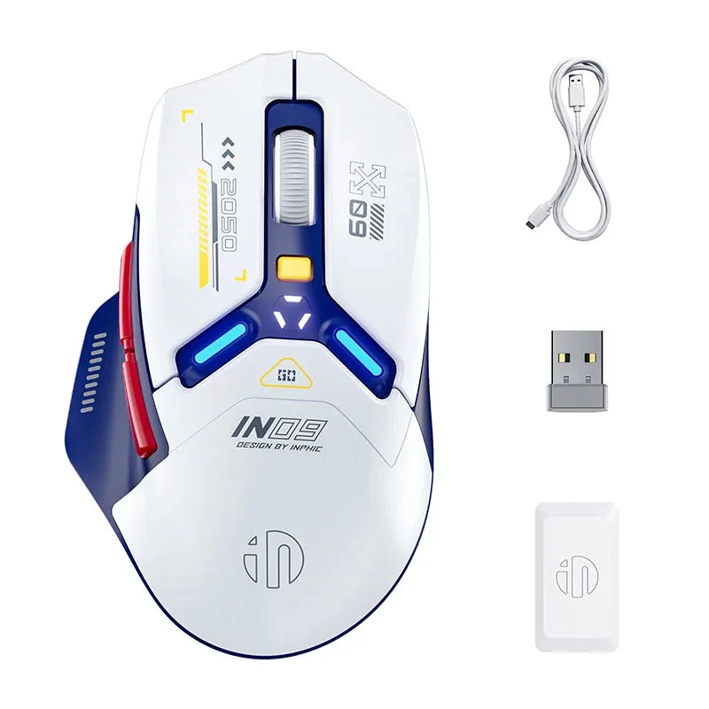 INPHIC IN9 Tri-mode Wireless Gaming Mouse Bluetooth 2.4G Wired 12000DPI RGB RGB Rechargeable Ergonomic Mice for PC Laptop Gam