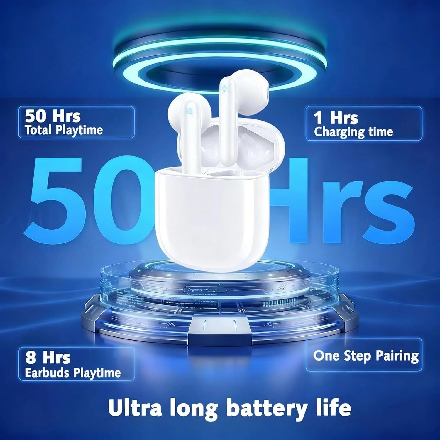 Bluetooth 5.4 Headphones In Ear with 4ENC Noise Cancelling Mic, HiFi Stereo Sound Ear Buds, Touch Control,for iPhone/Android/IOS