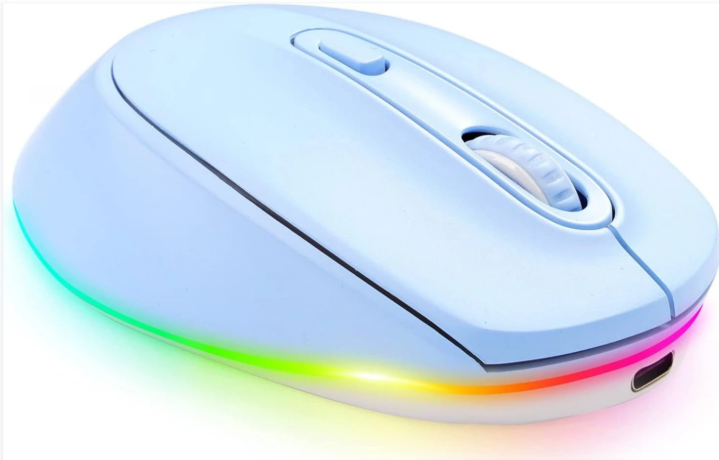 BOW Rechargeable Wireless Mouse Portable 2.4G Wireless Mouse LED Rainbow Lights Quiet Click Mice for Laptop Computer