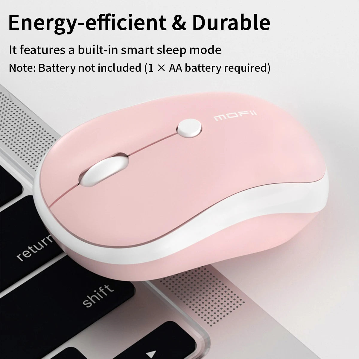 MOFii M5AG Pink Wireless Mouse, Ergonomic Grip, 2.4G Plug & Play, Universal for Office Laptops & Desktops