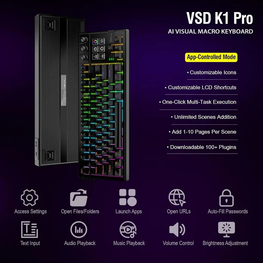 Full-Size Programmable Mechanical Keyboard with RGB Backlight, Wired, Hot-Swappable, and Customizable Gaming Features