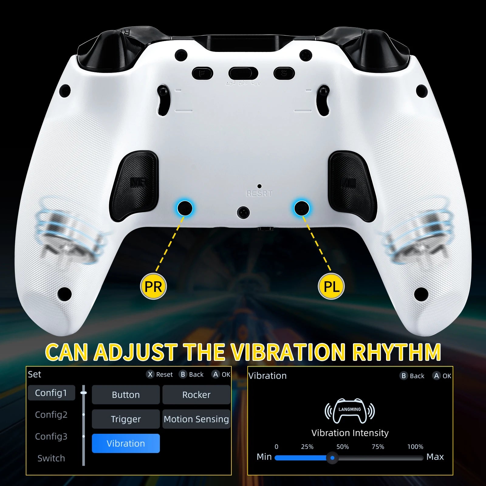 Hall Gaming Controller for PC/PS3/Switch/Android/iOS with Display, Hall Sticks/Triggers, Back Buttons, 5 Vib Levels, Full Calibr