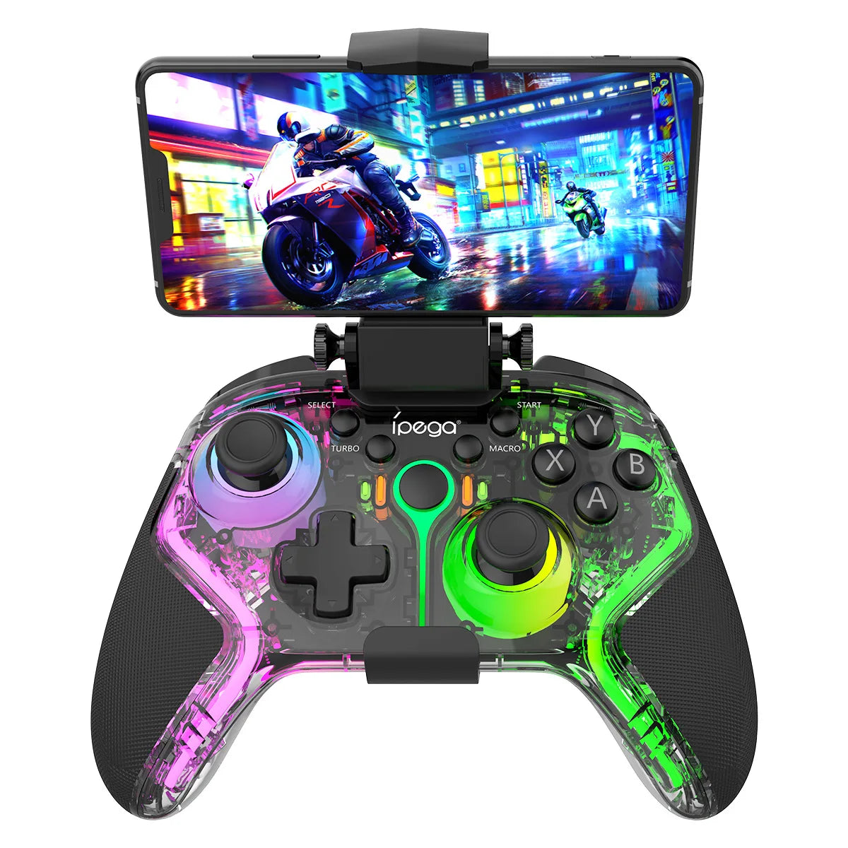 iPEGA PG-9666 RGB Wireless Game Controller for Switch PS3/PS4 Android iOS PC Dual Motor Vibration Turbo Bluetooth Gamepad