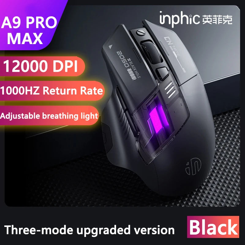 A9 Explorer Gaming Mouse Tri-Mode 2.4G+BT+Wired 12800DPI 1000HZ Ergonomics Bluetooth E-Sports Office Mouse For PC Laptop Gift
