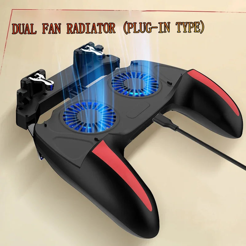 H10 Gaming Handheld Grip Game Controller Joystick Gamepad For Pubg Trigger Cooling Fan Cooler Phone 5000mAh battery/USB powered
