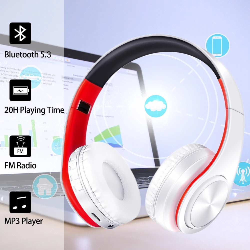 Wireless Bluetooth Headphones Stereo Foldable Sport Earphone with Microphone Handfree for MP3 Player