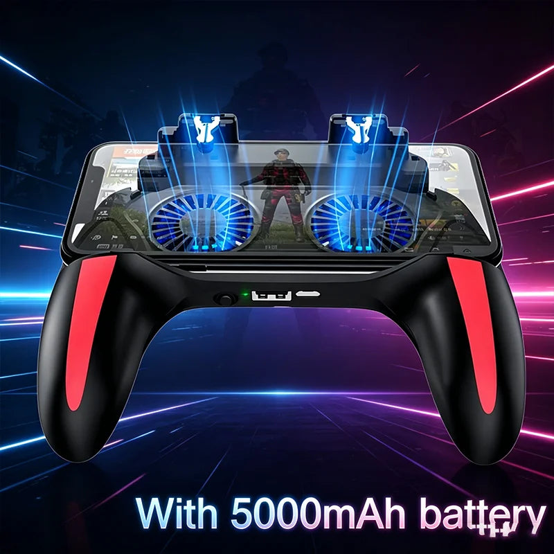 H10 Gaming Handheld Grip Game Controller Joystick Gamepad For Pubg Trigger Cooling Fan Cooler Phone 5000mAh battery/USB powered