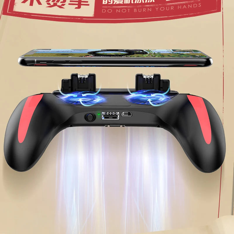 H10 Gaming Handheld Grip Game Controller Joystick Gamepad For Pubg Trigger Cooling Fan Cooler Phone 5000mAh battery/USB powered