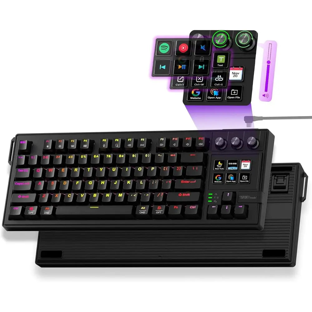 Full-Size Programmable Mechanical Keyboard with RGB Backlight, Wired, Hot-Swappable, and Customizable Gaming Features