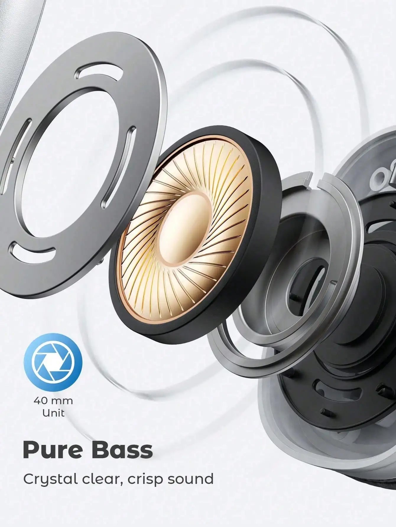 Bluetooth Headphones Over Ear Wireless Headset HiFi Music Gaming Comfortable Mic for iPhone Android PC Silver