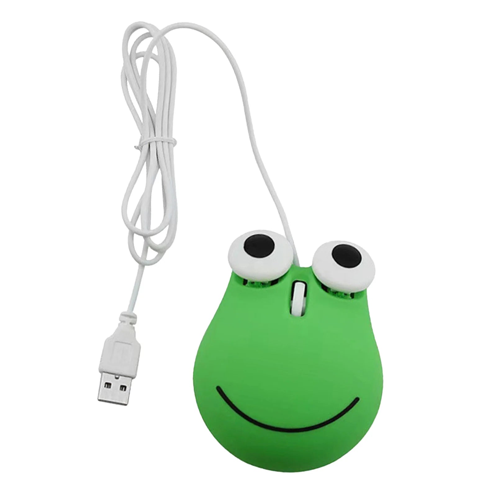 USB Wired Cute Mouse for Kids Ergonomic Design Animal Green Frog Shape Corded Computer Mouse for Laptop PC Wired Cute Mouse