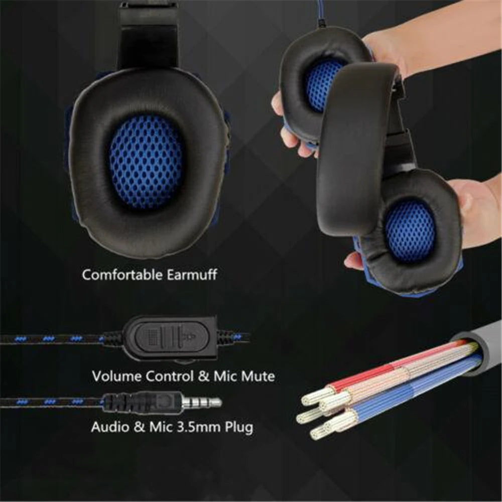Wired Gaming Headsets With 120° Adjustable Noise Cancelling Microphone PC Gamer Headphones For PS4/PS5/Xbox Smartphone Laptop