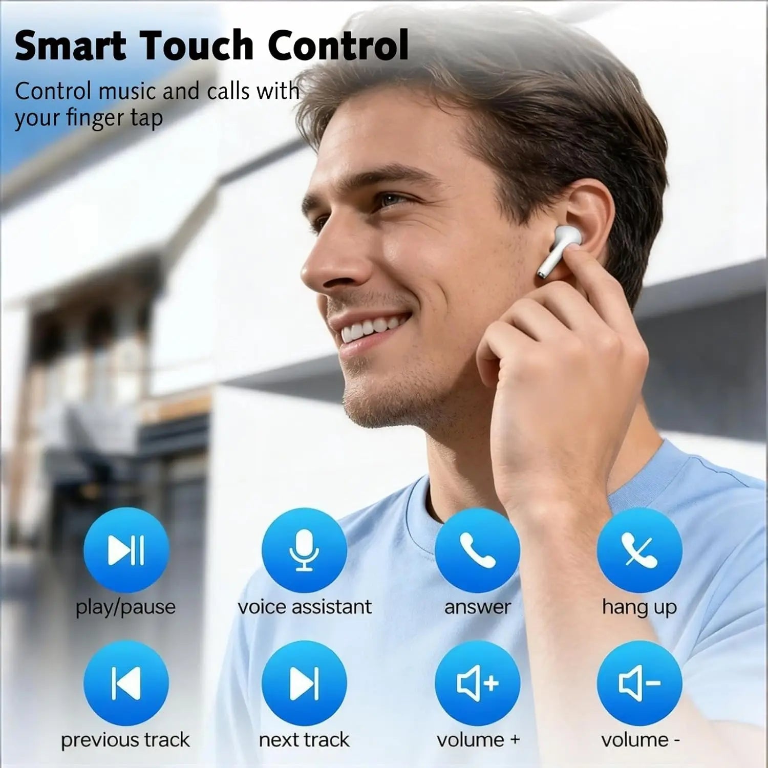 Bluetooth 5.4 Headphones In Ear with 4ENC Noise Cancelling Mic, HiFi Stereo Sound Ear Buds, Touch Control,for iPhone/Android/IOS