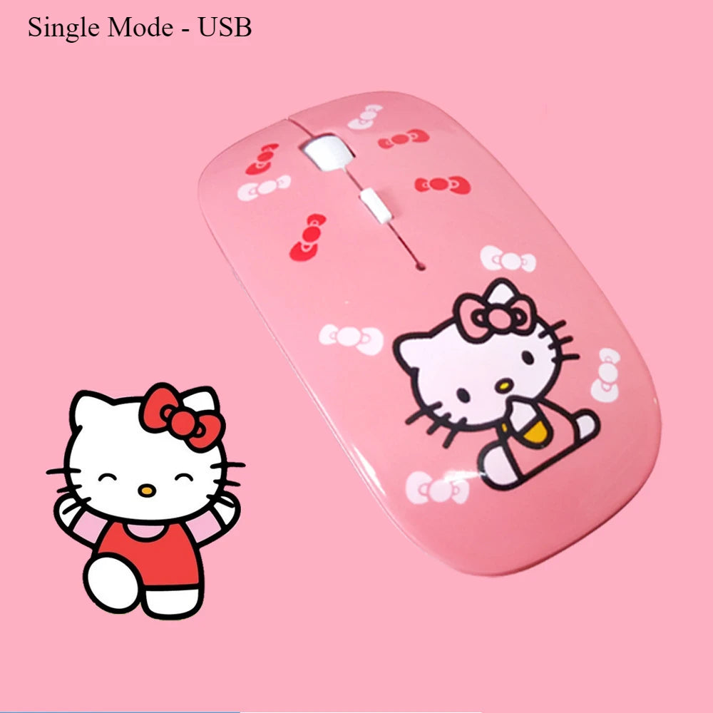 Cartoon Wireless Bluetooth Mouse Hello Kitty Rechargeable Mouse Mini Ultra-thin Portable Mouses Silent Mouse for Laptop Computer