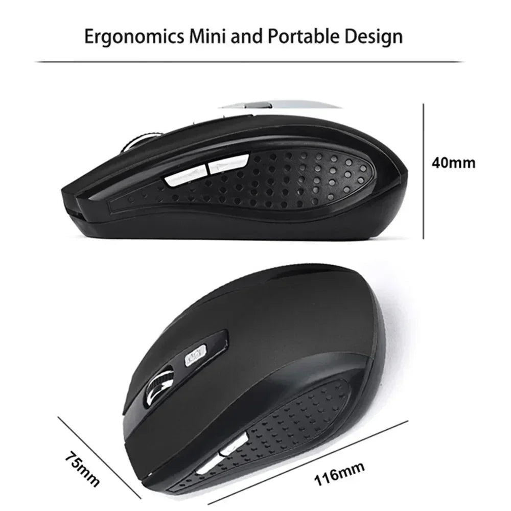 2.4G Portable Wireless Mouse Ergonomics Mouse Mobile Optical Office Mouse Adjustable 1600DPI Levels for Notebook Laptop MacBook