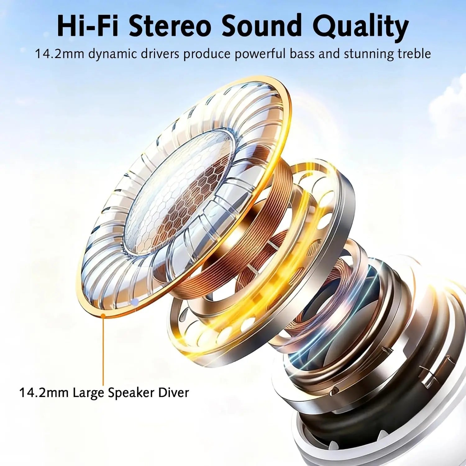Bluetooth 5.4 Headphones In Ear with 4ENC Noise Cancelling Mic, HiFi Stereo Sound Ear Buds, Touch Control,for iPhone/Android/IOS