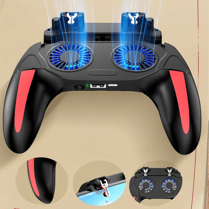 H10 Gaming Handheld Grip Game Controller Joystick Gamepad For Pubg Trigger Cooling Fan Cooler Phone 5000mAh battery/USB powered
