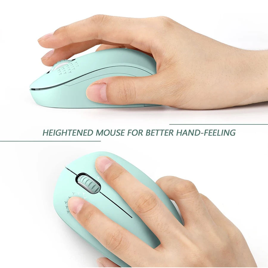 Seenda 2.4G USB Wireless Mouse with USB Receiver Portable Mint Green Mini Slim Mause for PC Computer Tablet Laptop