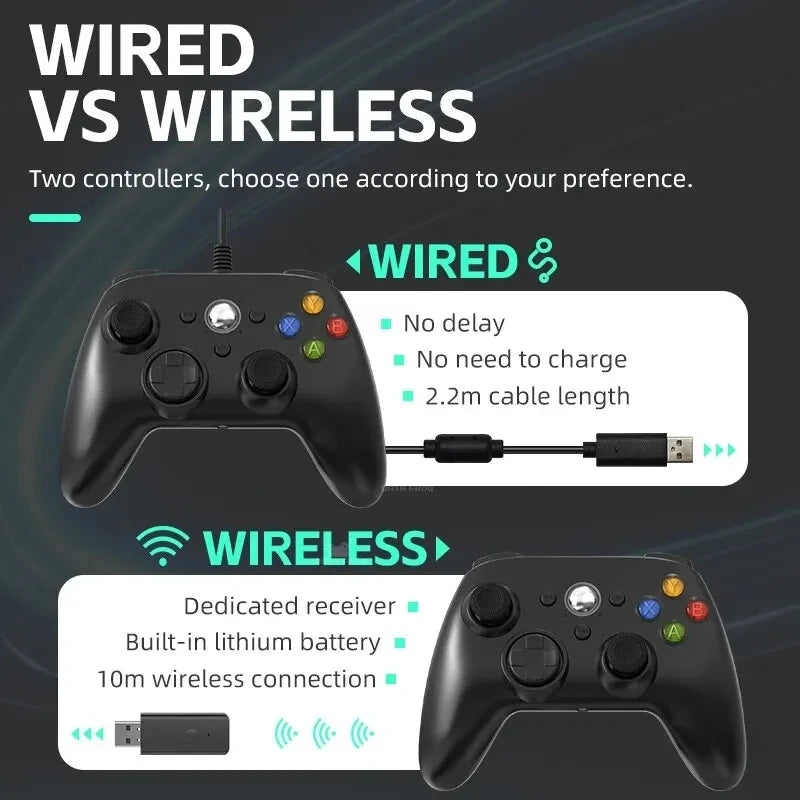 Wireless Wired USB Gamepad Gaming Control Game Pad Controller For X Box Xbox 360 PC Accessories Joystick Kit Gamer Video Mando
